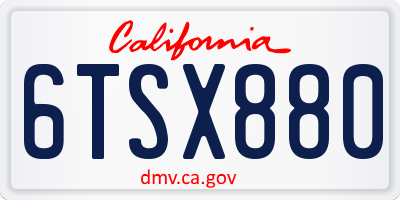 CA license plate 6TSX880
