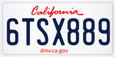 CA license plate 6TSX889