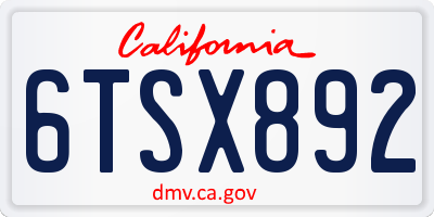 CA license plate 6TSX892