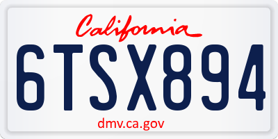 CA license plate 6TSX894