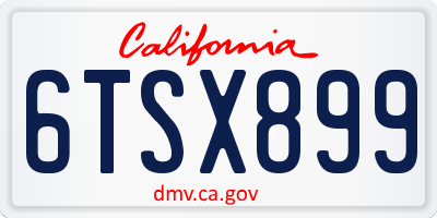 CA license plate 6TSX899