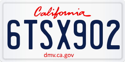 CA license plate 6TSX902