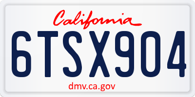 CA license plate 6TSX904