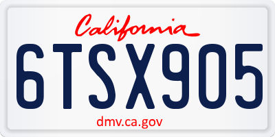 CA license plate 6TSX905