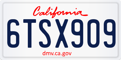 CA license plate 6TSX909