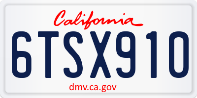 CA license plate 6TSX910