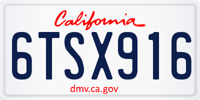 CA license plate 6TSX916