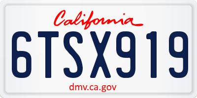 CA license plate 6TSX919