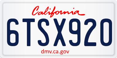 CA license plate 6TSX920