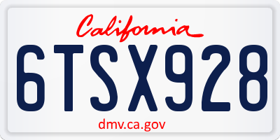 CA license plate 6TSX928