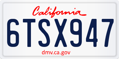 CA license plate 6TSX947