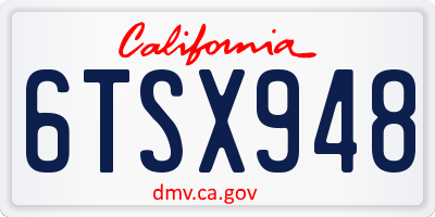 CA license plate 6TSX948