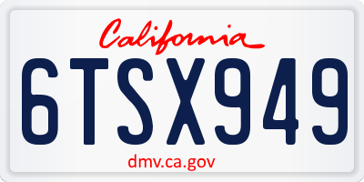 CA license plate 6TSX949