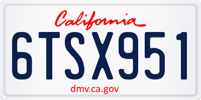 CA license plate 6TSX951