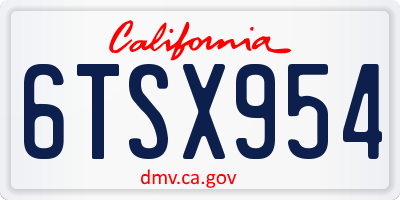 CA license plate 6TSX954