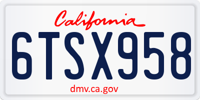 CA license plate 6TSX958