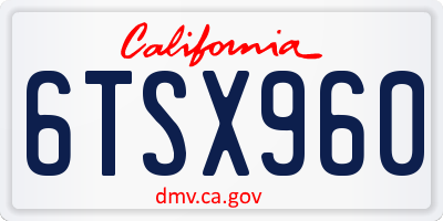 CA license plate 6TSX960
