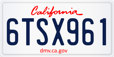 CA license plate 6TSX961