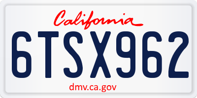CA license plate 6TSX962
