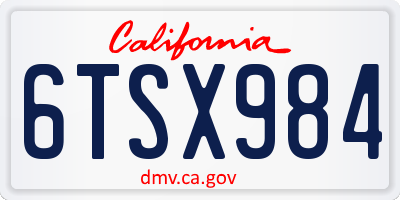 CA license plate 6TSX984