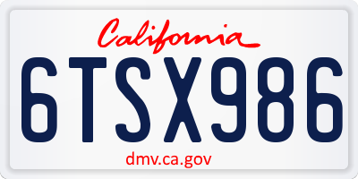 CA license plate 6TSX986