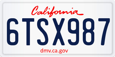 CA license plate 6TSX987