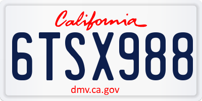CA license plate 6TSX988