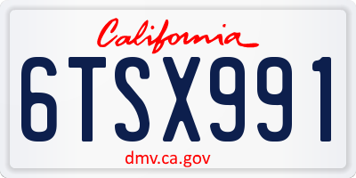 CA license plate 6TSX991
