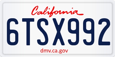 CA license plate 6TSX992