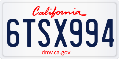 CA license plate 6TSX994