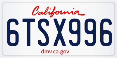 CA license plate 6TSX996