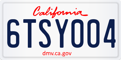 CA license plate 6TSY004