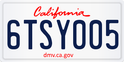 CA license plate 6TSY005