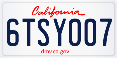 CA license plate 6TSY007