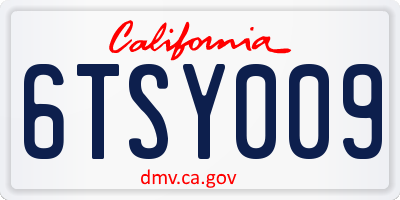 CA license plate 6TSY009