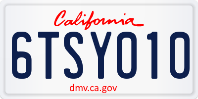 CA license plate 6TSY010