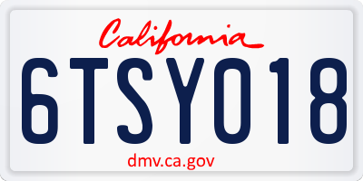 CA license plate 6TSY018