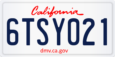 CA license plate 6TSY021
