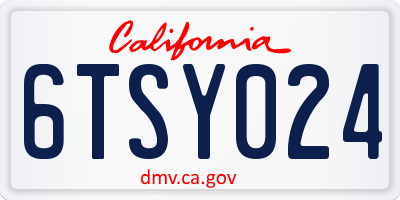 CA license plate 6TSY024