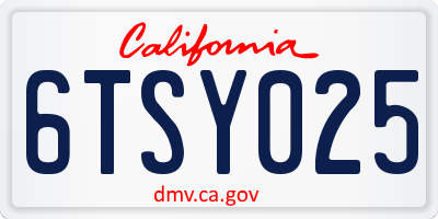 CA license plate 6TSY025