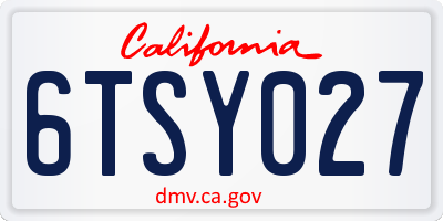 CA license plate 6TSY027