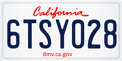 CA license plate 6TSY028