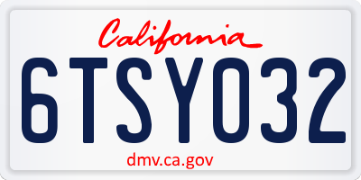 CA license plate 6TSY032
