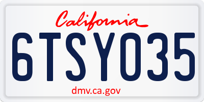 CA license plate 6TSY035