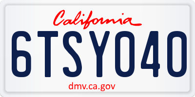 CA license plate 6TSY040