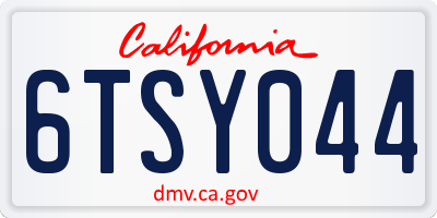 CA license plate 6TSY044
