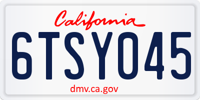CA license plate 6TSY045