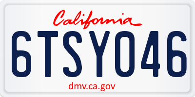 CA license plate 6TSY046