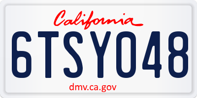 CA license plate 6TSY048