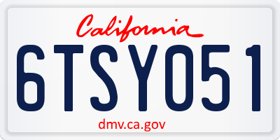 CA license plate 6TSY051